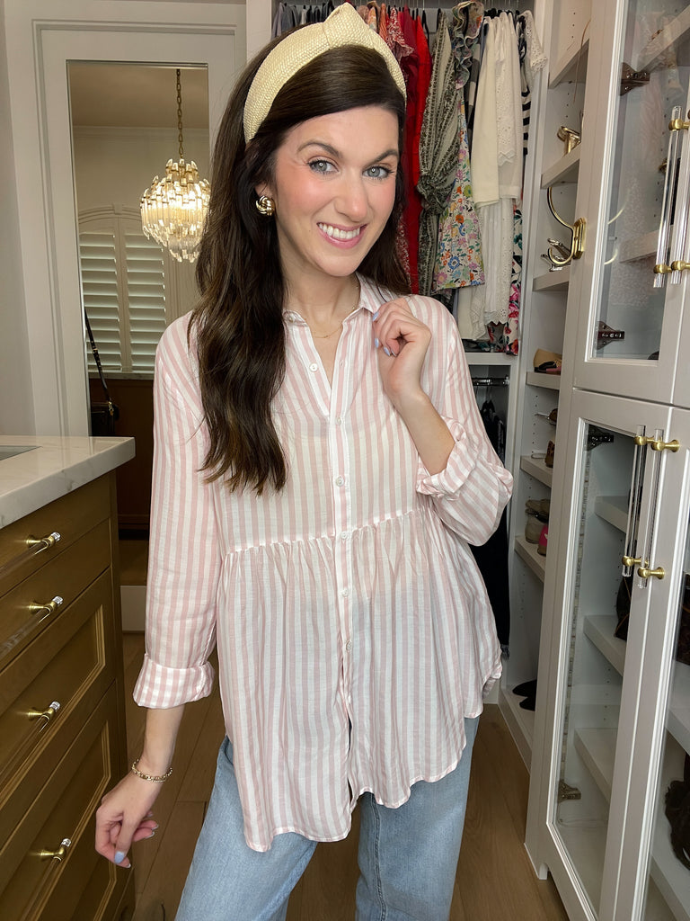 *BELLES & DOORBUSTER* Blushing Belle Button Down *Final Sale*