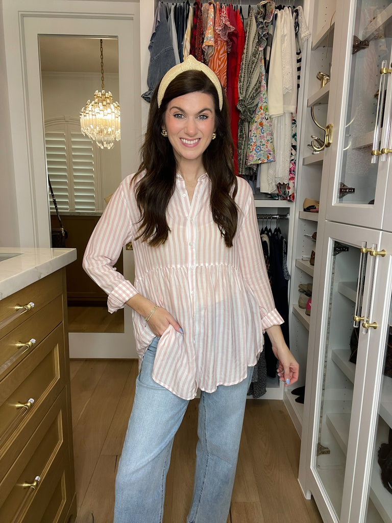 *BELLES & DOORBUSTER* Blushing Belle Button Down *Final Sale*