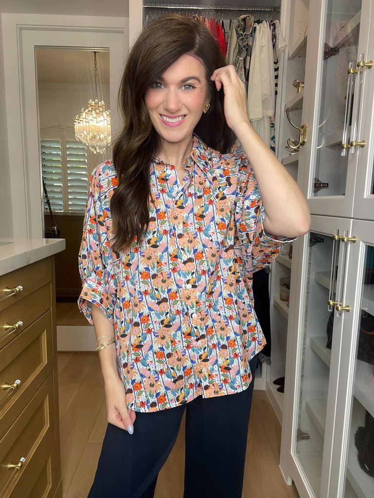 Al Fresco Floral and Striped Button Down
