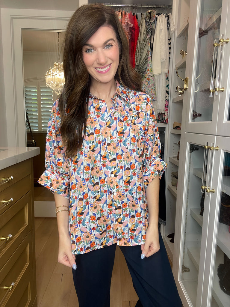 Al Fresco Floral and Striped Button Down
