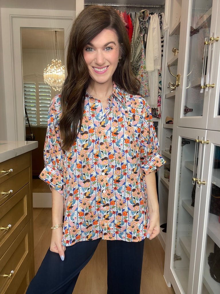 Al Fresco Floral and Striped Button Down