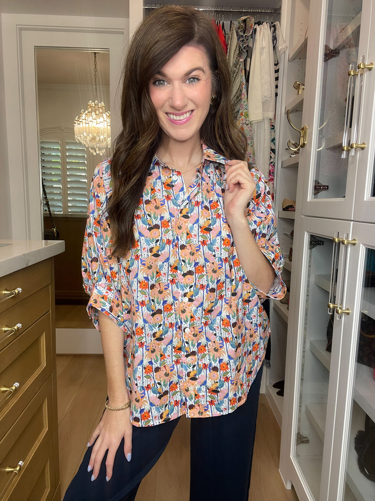 Al Fresco Floral and Striped Button Down