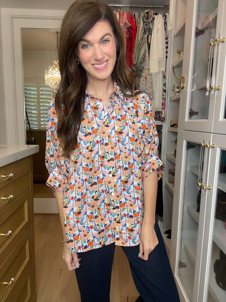 Al Fresco Floral and Striped Button Down