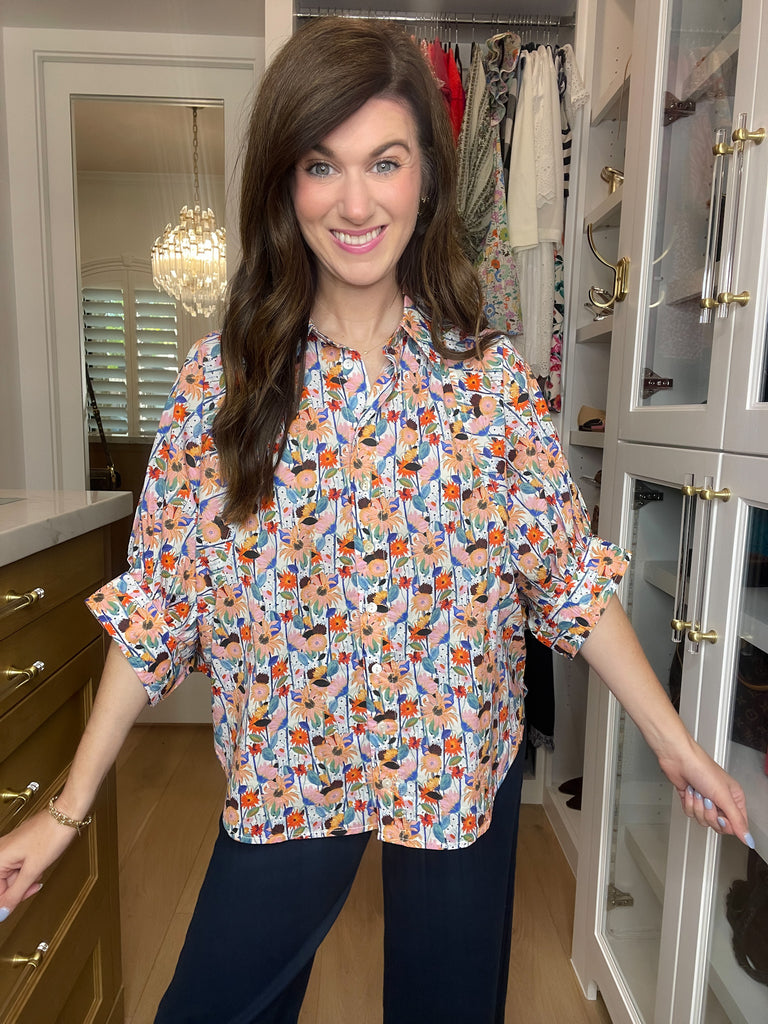 Al Fresco Floral and Striped Button Down