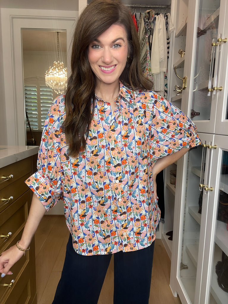 Al Fresco Floral and Striped Button Down