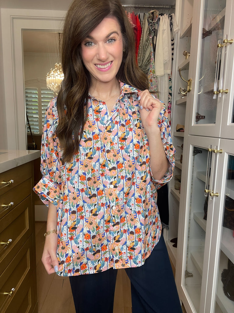 Al Fresco Floral and Striped Button Down