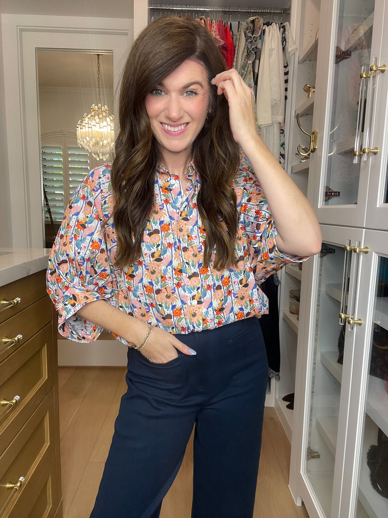 Al Fresco Floral and Striped Button Down