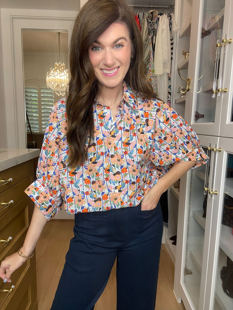 Al Fresco Floral and Striped Button Down