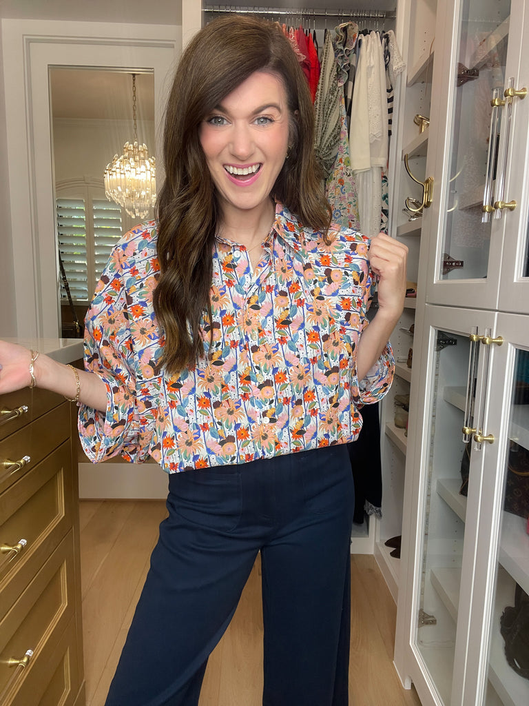 Al Fresco Floral and Striped Button Down