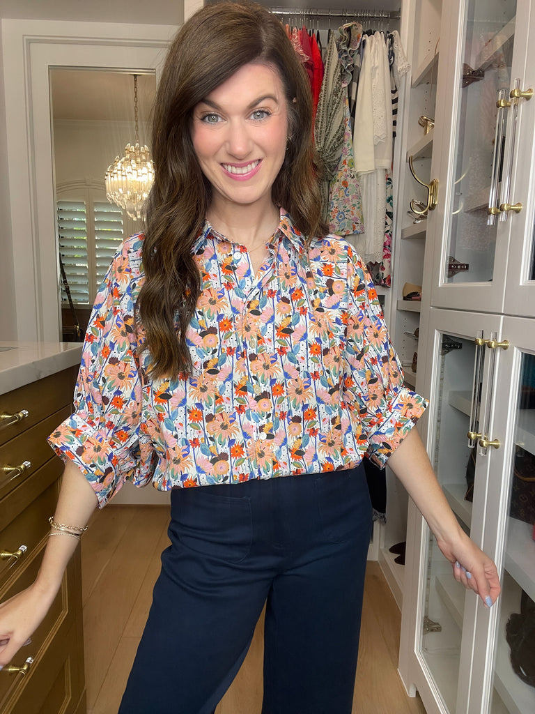 Al Fresco Floral and Striped Button Down