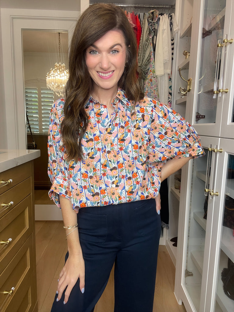 Al Fresco Floral and Striped Button Down