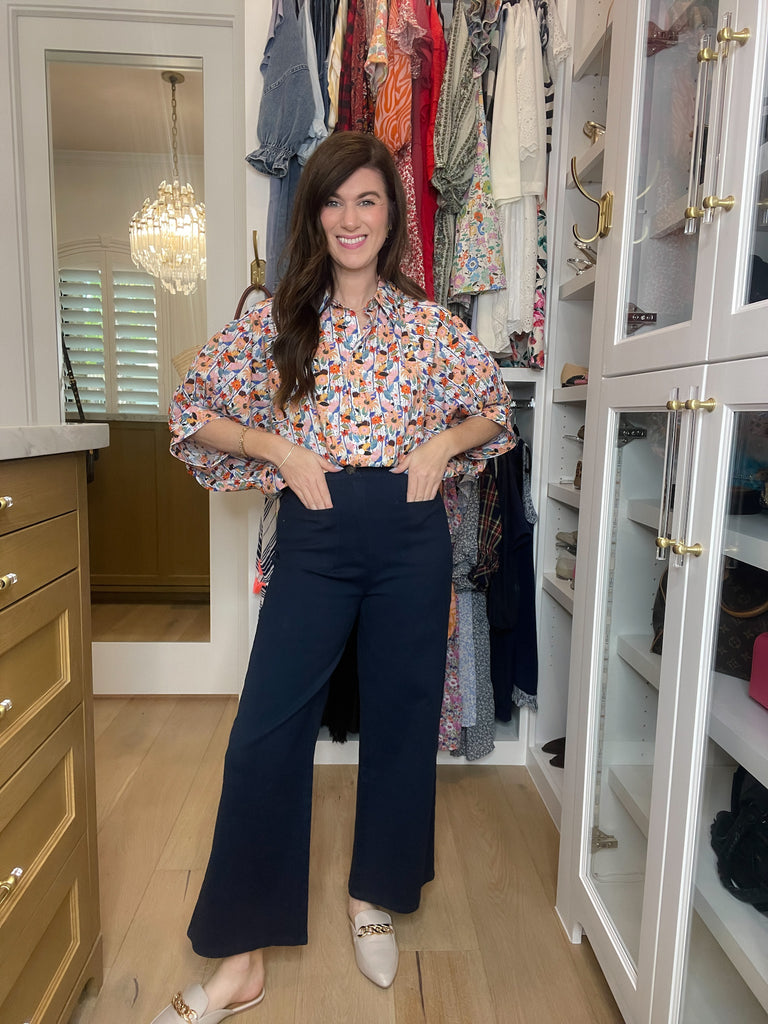 Lennon Patch Pocket Cropped Pants in Navy