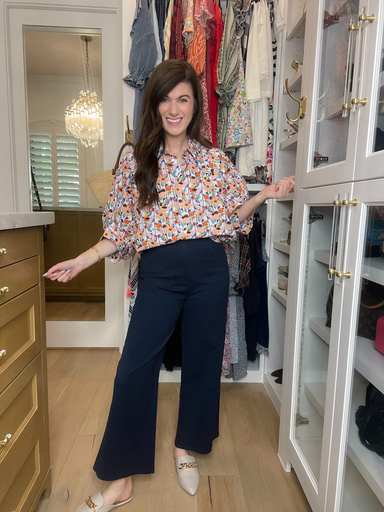 Lennon Patch Pocket Cropped Pants in Navy