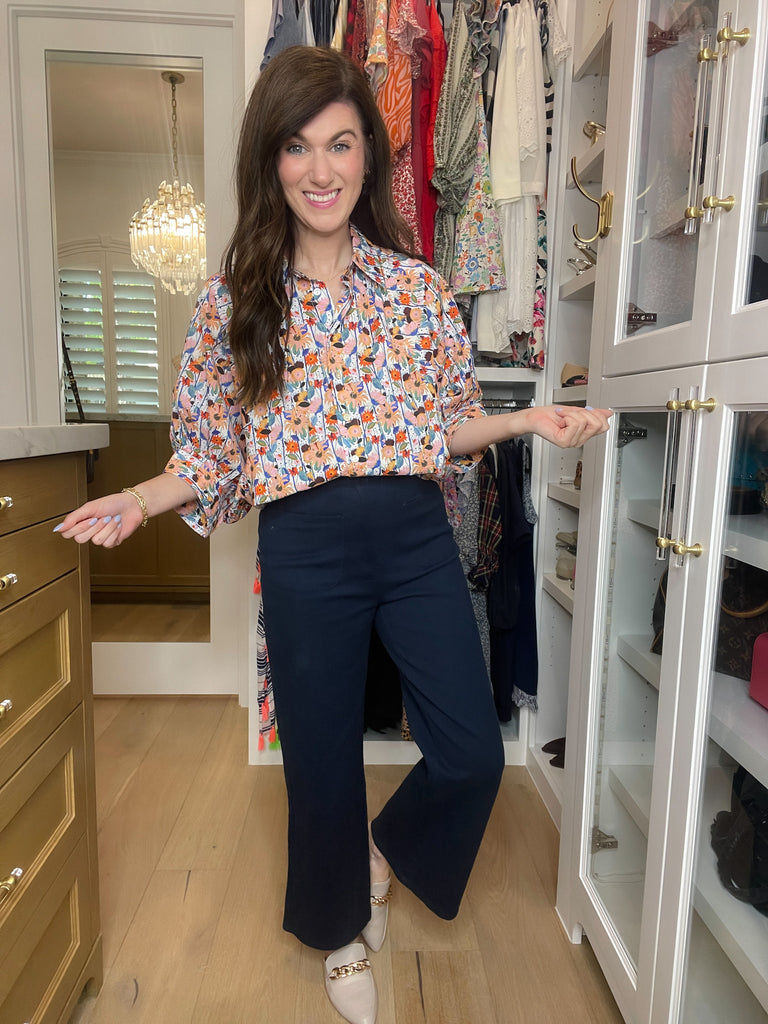 Lennon Patch Pocket Cropped Pants in Navy