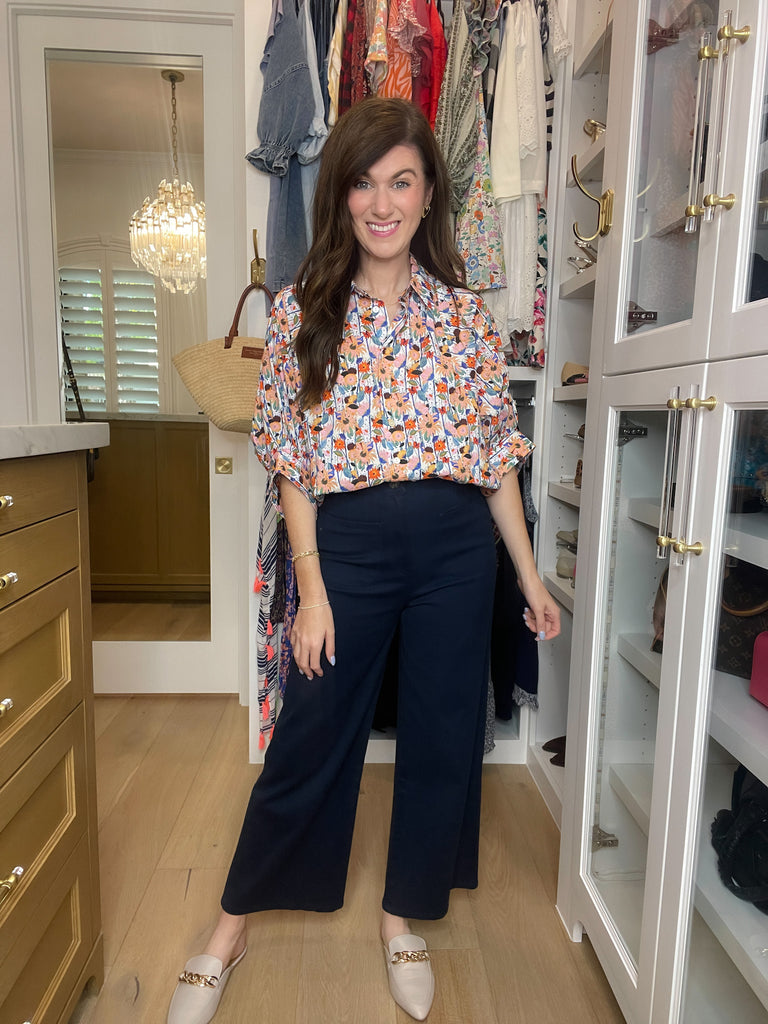 Lennon Patch Pocket Cropped Pants in Navy