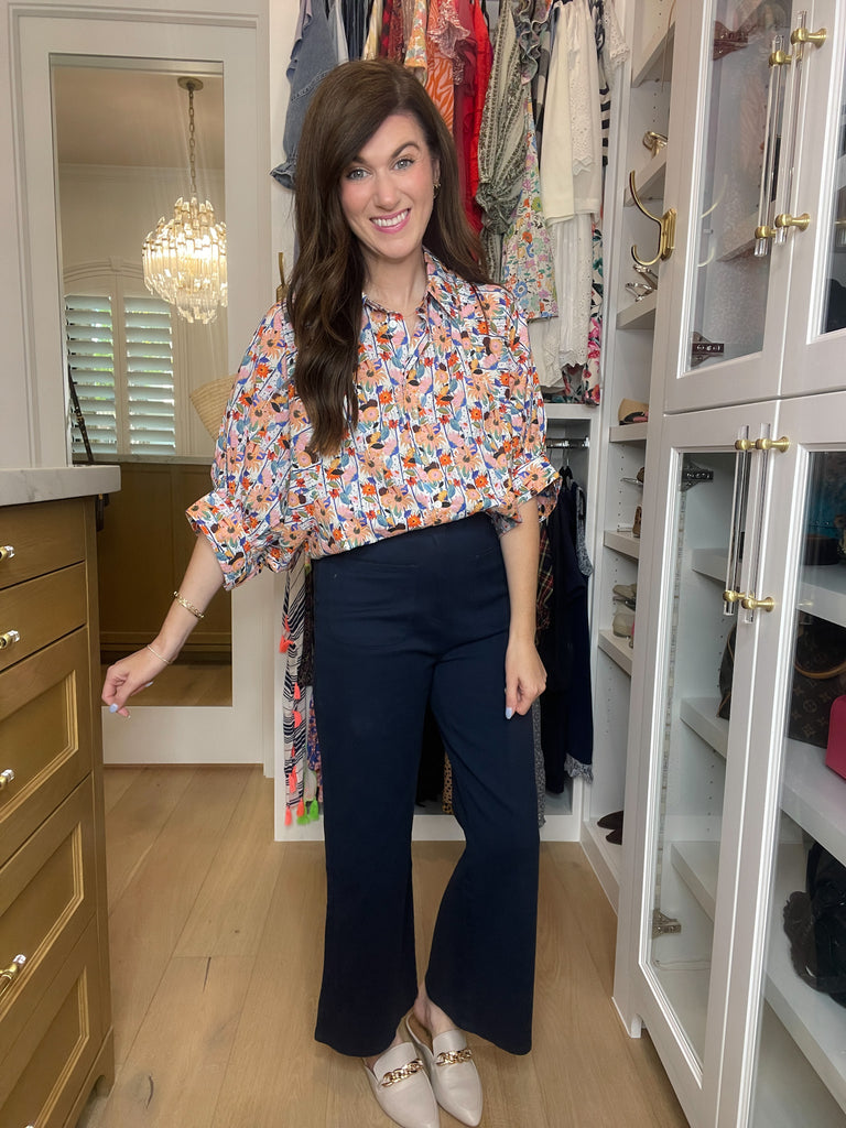 Lennon Patch Pocket Cropped Pants in Navy