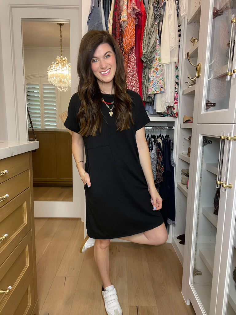 City Stroll T-Shirt Dress in Black