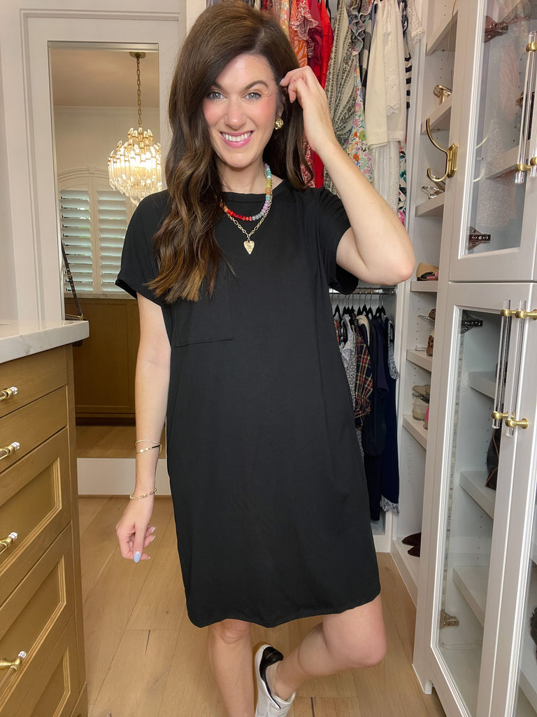 City Stroll T-Shirt Dress in Black