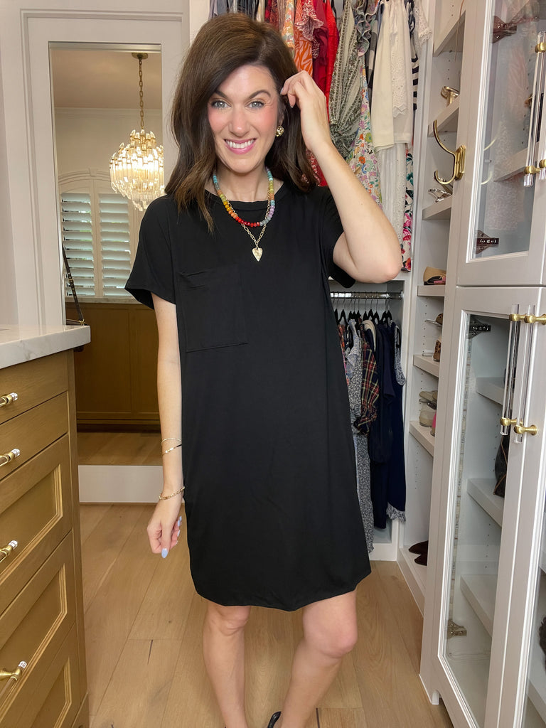 City Stroll T-Shirt Dress in Black