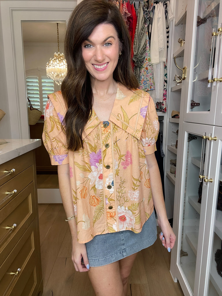 Golden Hour Garden Top in Peach
