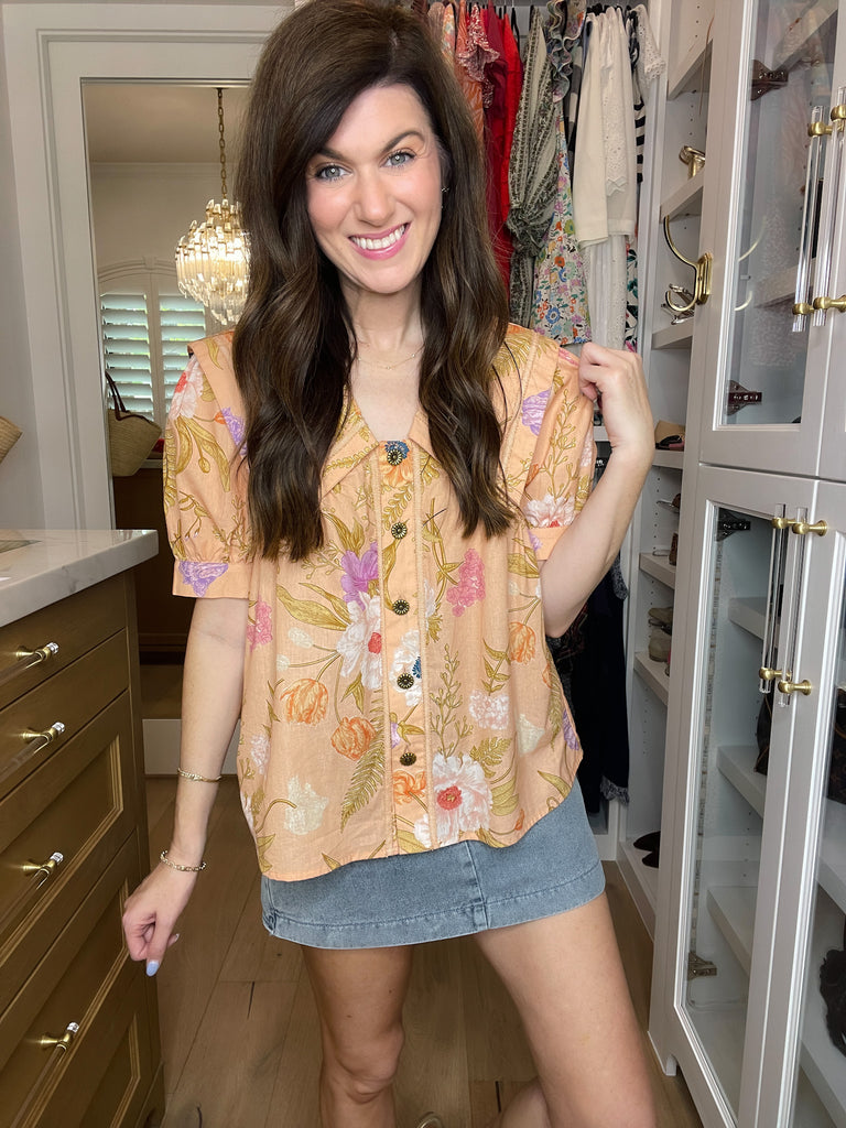 Golden Hour Garden Top in Peach