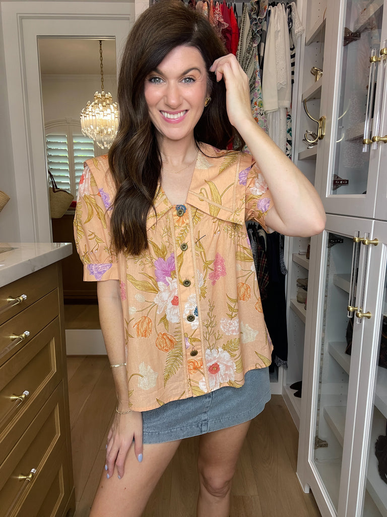 Golden Hour Garden Top in Peach