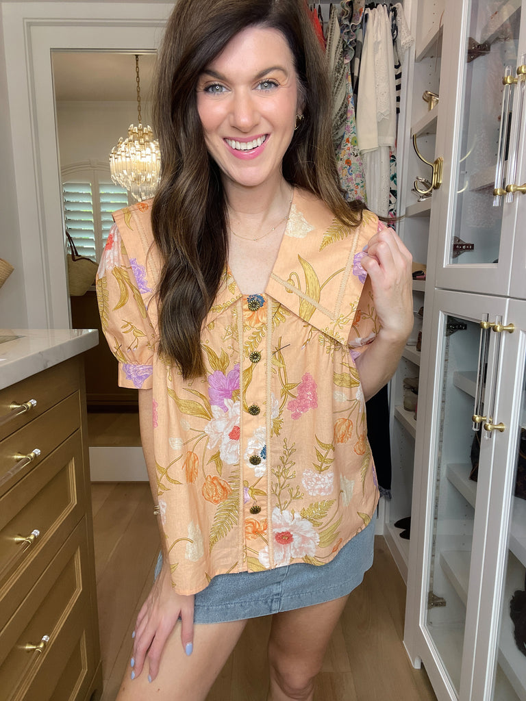 Golden Hour Garden Top in Peach