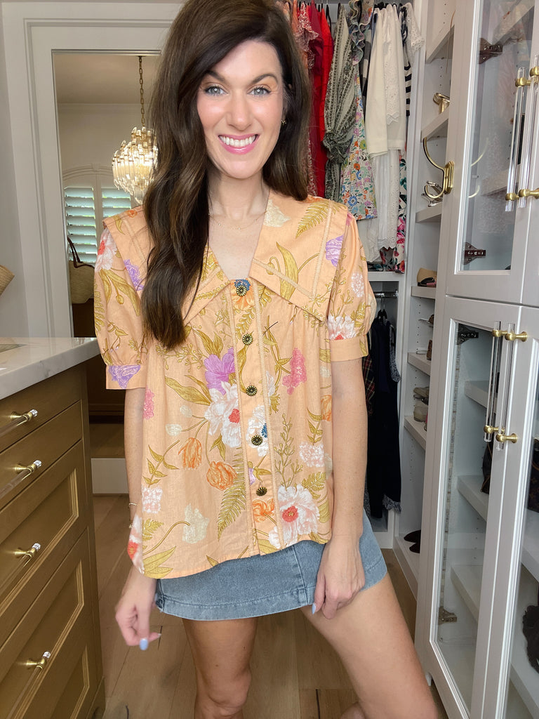 Golden Hour Garden Top in Peach