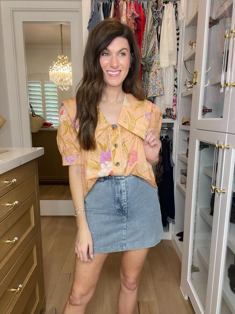 Golden Hour Garden Top in Peach