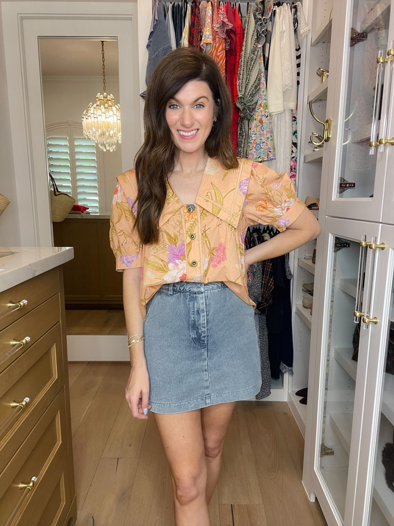 Golden Hour Garden Top in Peach