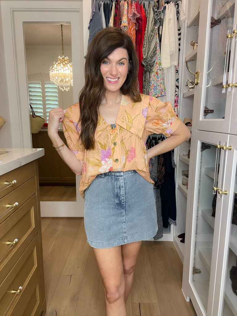 Golden Hour Garden Top in Peach