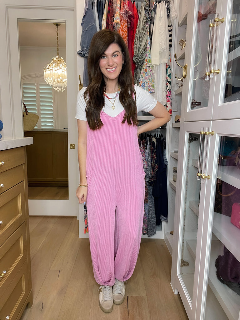 Busy Season Jumpsuit in Pink