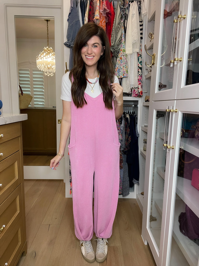 Busy Season Jumpsuit in Pink