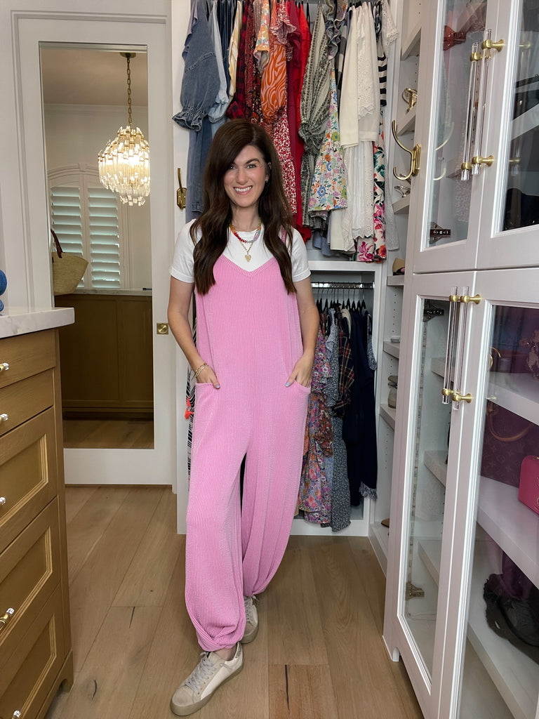 Busy Season Jumpsuit in Pink