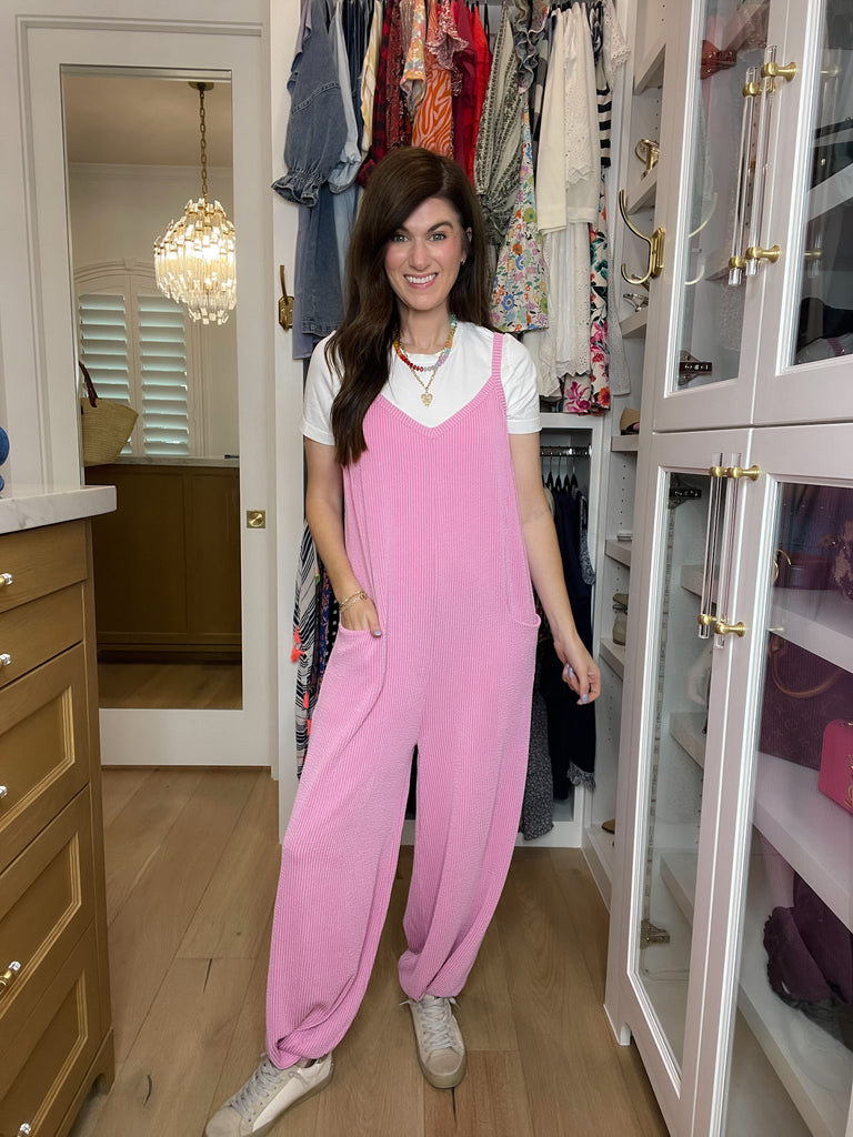 Busy Season Jumpsuit in Pink
