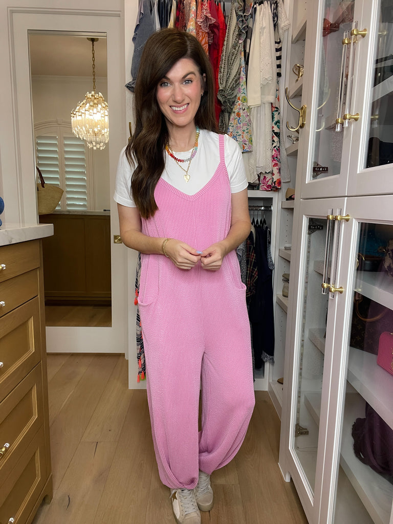 Busy Season Jumpsuit in Pink