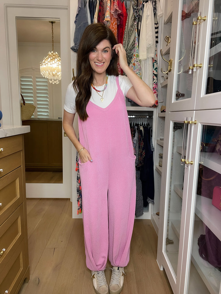 Busy Season Jumpsuit in Pink