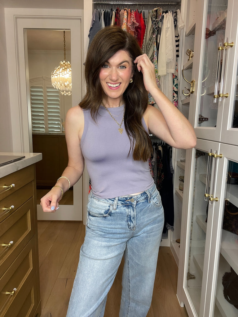 *BELLES & DOORBUSTER* Basic Cropped Layering Tank in Dark Lilac *Final Sale*