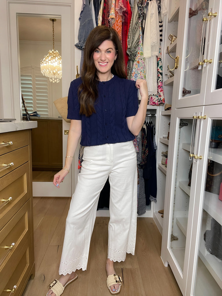 Colette Eyelet Cropped Jeans in White