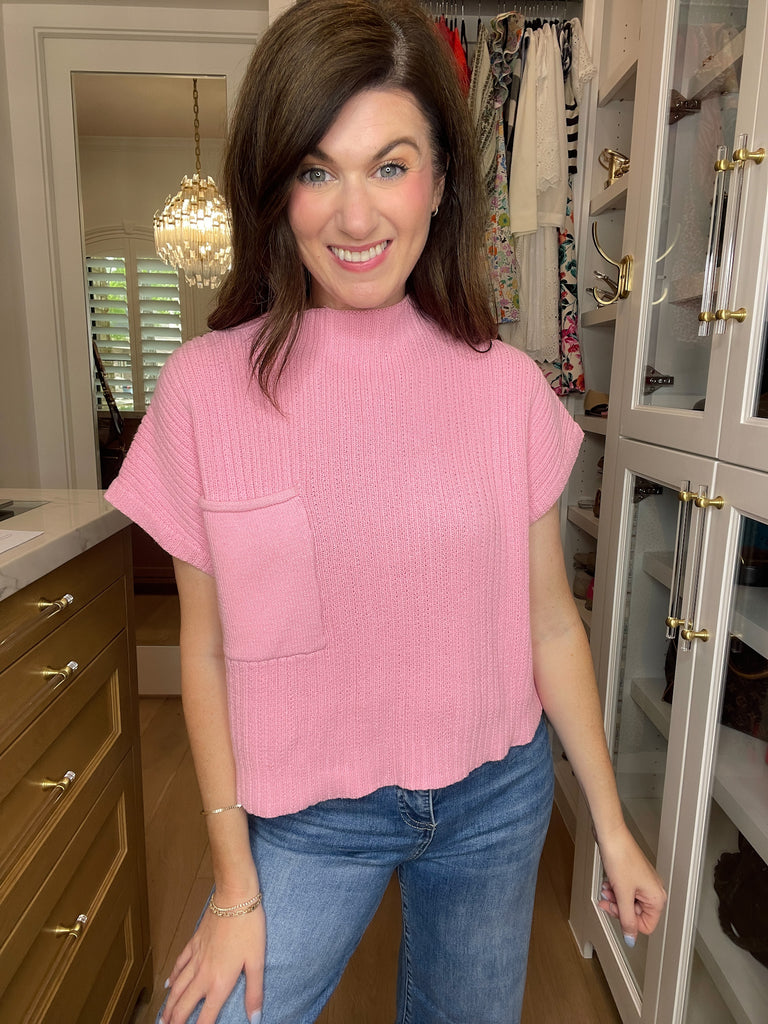 Daily Basis Mock Neck Sweater in Pink
