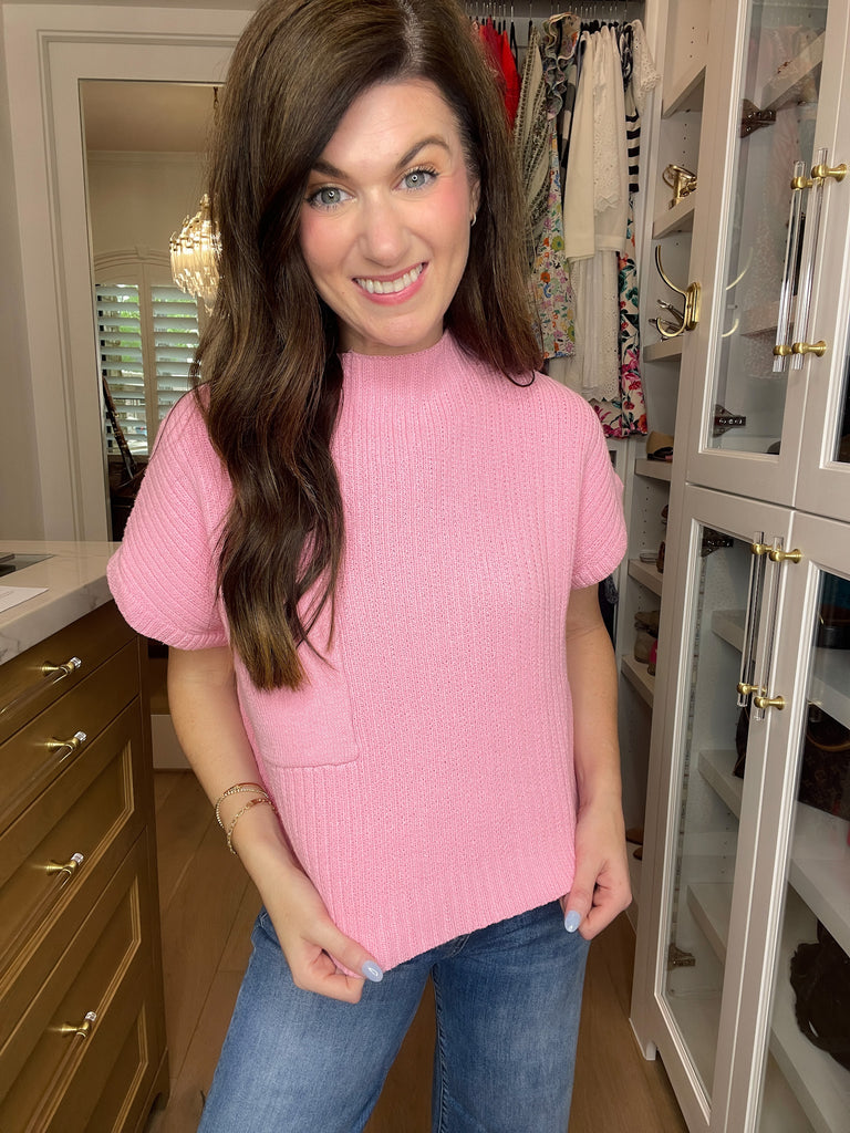 Daily Basis Mock Neck Sweater in Pink