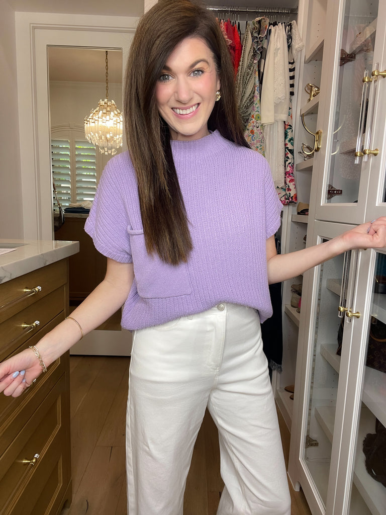 Daily Basis Mock Neck Sweater in Lavender