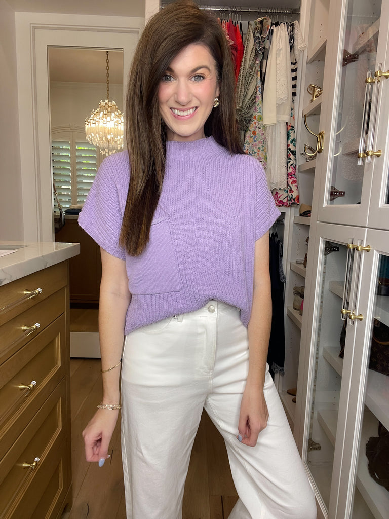 Daily Basis Mock Neck Sweater in Lavender