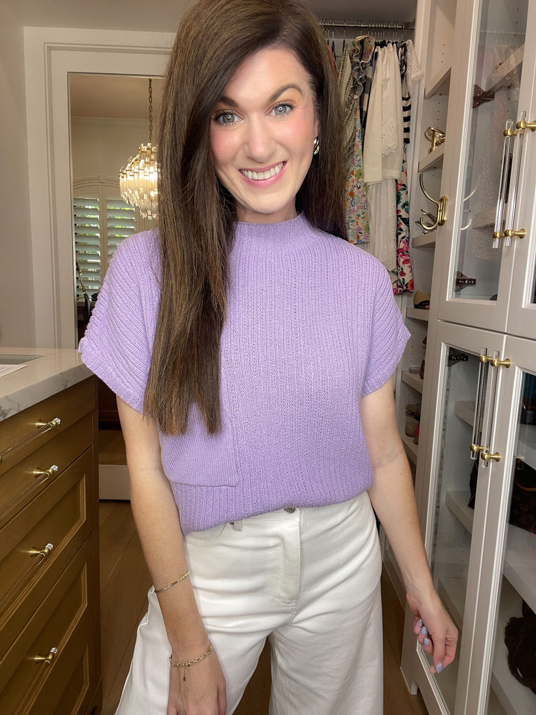 Daily Basis Mock Neck Sweater in Lavender
