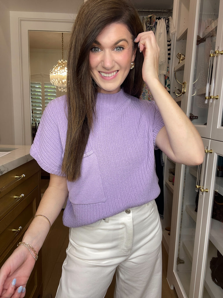 Daily Basis Mock Neck Sweater in Lavender