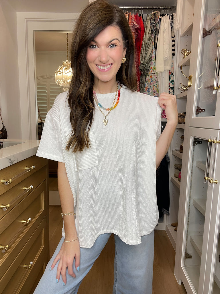 *BELLES & DOORBUSTER* Easy Does It Ribbed Tee in White *Final Sale*