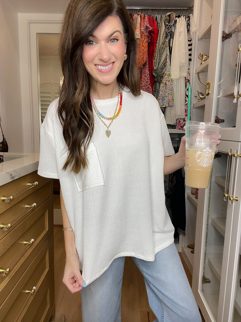 *BELLES & DOORBUSTER* Easy Does It Ribbed Tee in White *Final Sale*