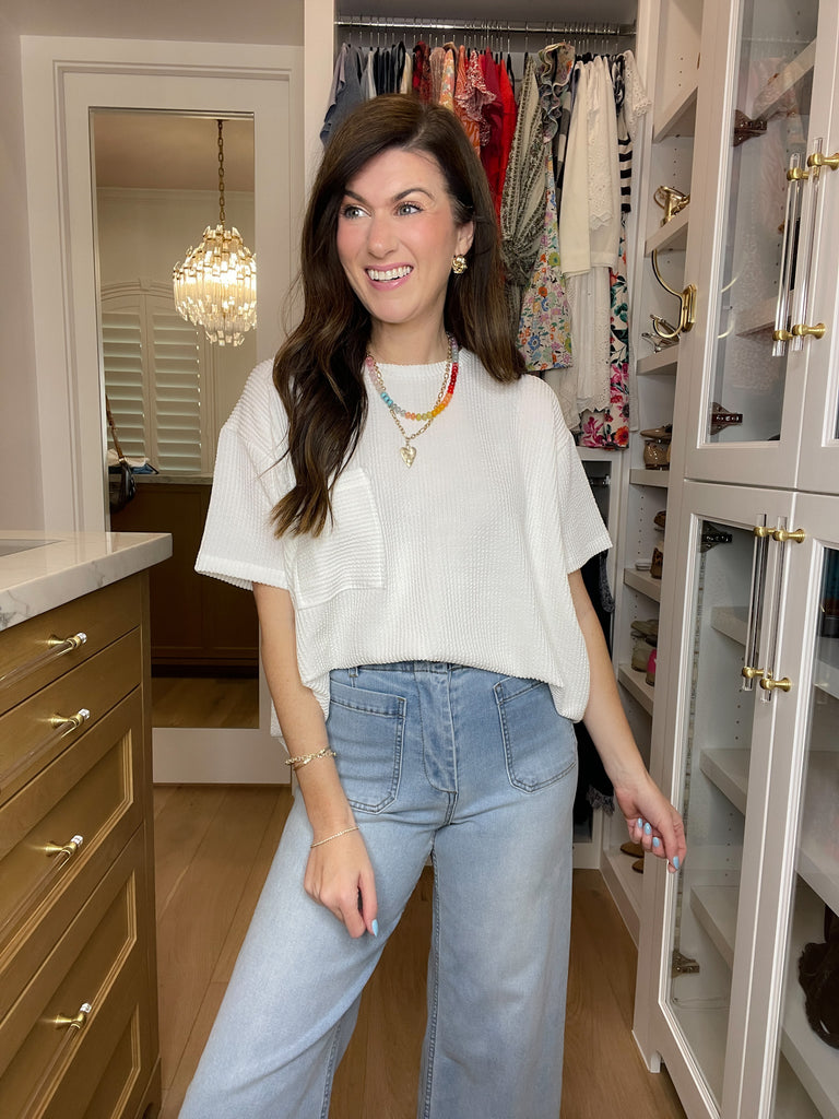 *BELLES & DOORBUSTER* Easy Does It Ribbed Tee in White *Final Sale*