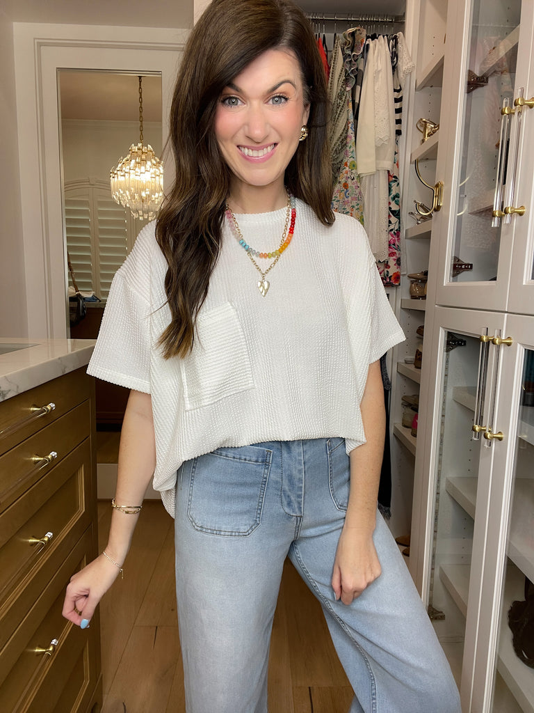 *BELLES & DOORBUSTER* Easy Does It Ribbed Tee in White *Final Sale*