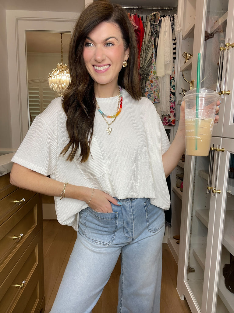 *BELLES & DOORBUSTER* Easy Does It Ribbed Tee in White *Final Sale*